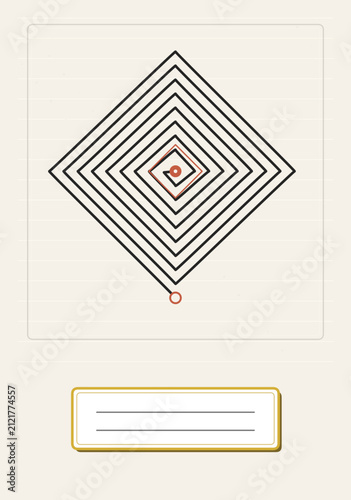 Diamond Spiral Unicursal Labyrinth Notebook Cover Vector