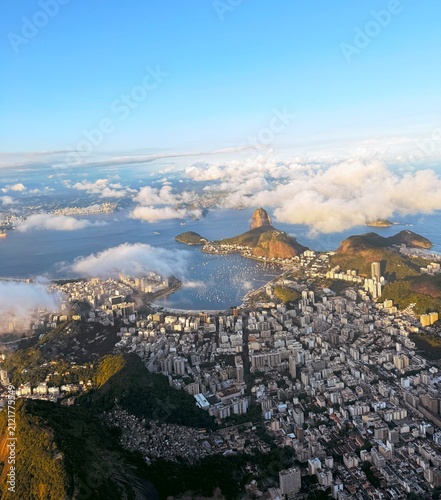 Aerial view of Rio de Janeiro city skyline in Brazil
