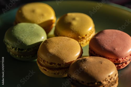 Tasty desserts of macarons.