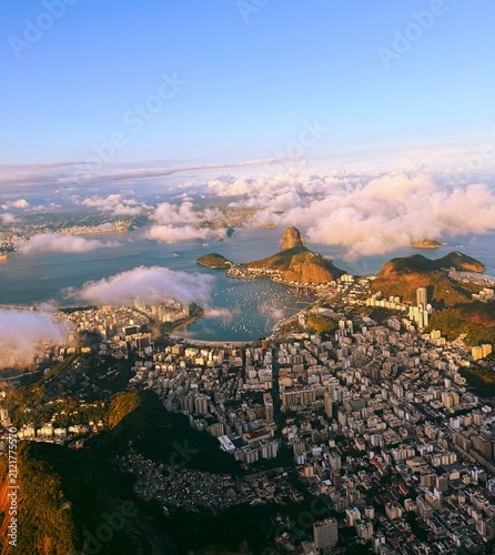 Aerial view of Rio de Janeiro city skyline in Brazil