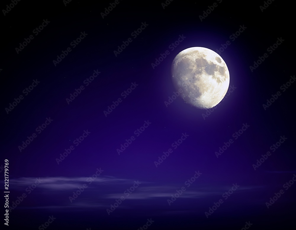 Fototapeta premium Full Moon in the Night Sky.