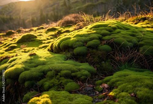 Lush green moss covering fo...