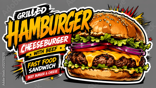 Hamburger Burger Food Fast Food Sandwich Beef Cheese Lettuce Tomato Sesame