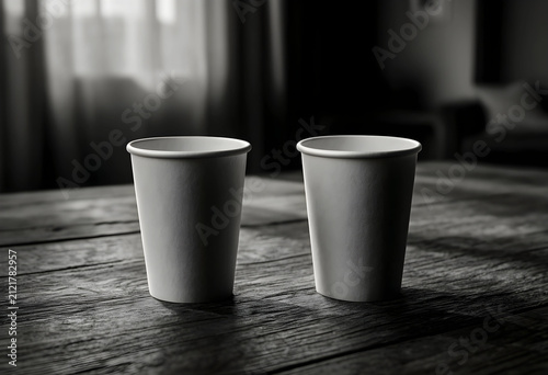 Two blank disposable paper ...