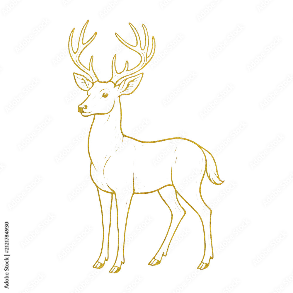 Obraz premium PNG Elegant golden deer illustration