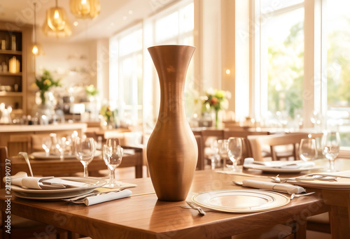 Elegant bronze vase on a wo...