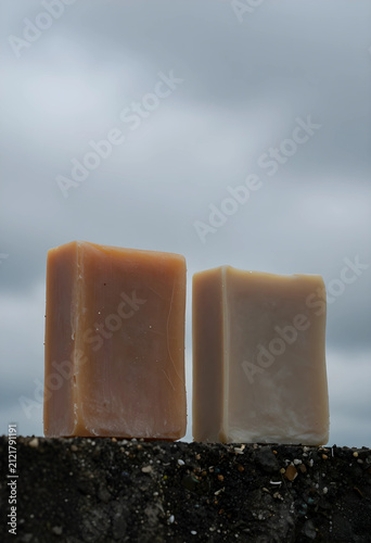 Two handmade natural soap b...