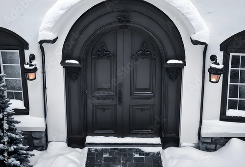 Ornate dark wooden double d...