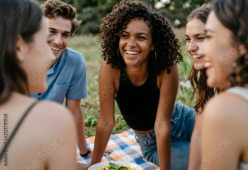 Diverse young adult friends...