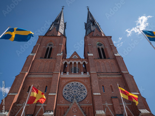 Sweden, Uppsala .Exterior view of Uppsala Cathedral in summer