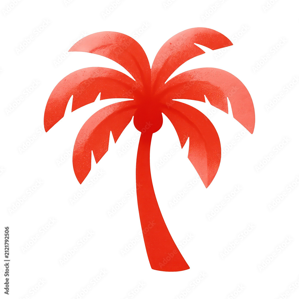 Obraz premium PNG Vibrant red palm tree silhouette.