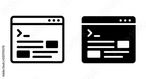 Картината върху платно Coding Interface Icons, Terminal Window Symbols, Web Development UI Elements, Pr