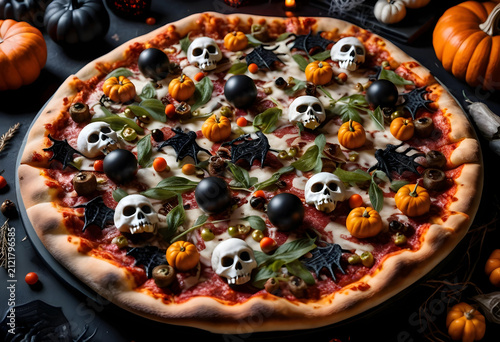 Halloween themed pizza with...