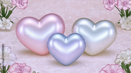 Pastel Heart Background in Blue And Pink, Whimsical Celebration Scene