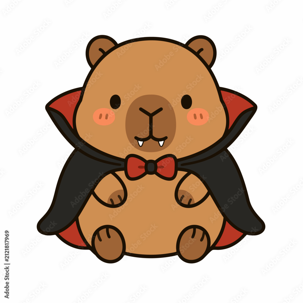 Obraz premium Cute Halloween Capybara Character Collection Isolated on White Background
