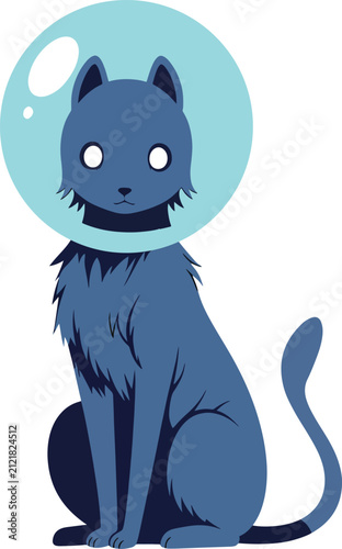 Cat Astronaut in Bubble Helmet Illustration
