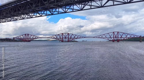 View Of The Red Forth Bridge Spanning The Firth Of Forth Near Edinburgh, Scotland