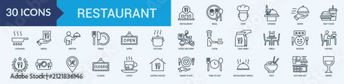 Restaurant Icon Pack Illustration Vector Outline Style