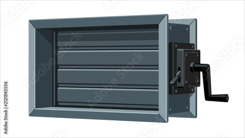 Industrial Rectangular Air Duct Damper with Manual Hand Crank Adjustment