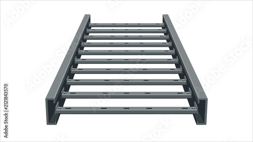 Industrial metal ladder for vertical ascent and platform access