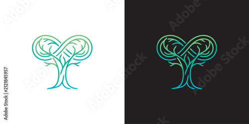 Abstract Infinity Tree Logo Symbol Representing Eternal Life Growth and Environmental Balance