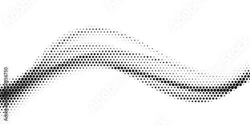 Obraz na płótnie Abstract black and white halftone wave pattern with dotted fluid curvature for g