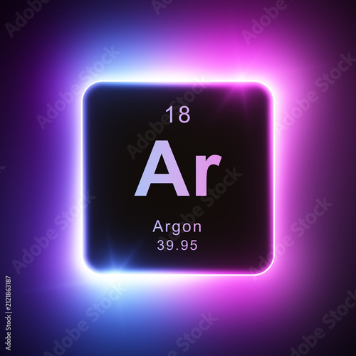 Photography Argon element colorful neon glowing icon lens flare, periodic table