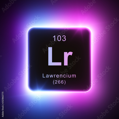 фотографія Lawrencium element colorful neon glowing icon lens flare, periodic table