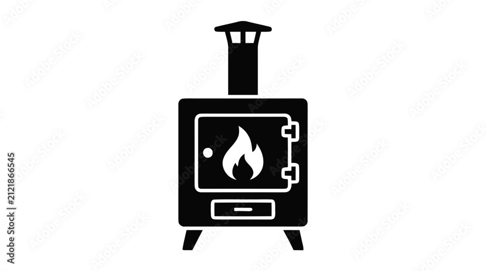 Naklejka premium Vector illustration of wood burning stove icon on a transparent background