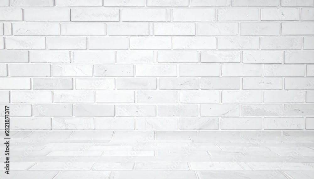 Fototapeta premium White brick wall and floor background product display