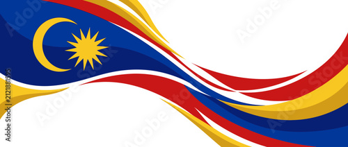 Abstract Wavy Background with Malaysian Flag Colors Design