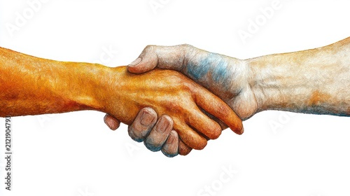 Diverse hands shaking, agreement, collaboration, white background, teamwork concept