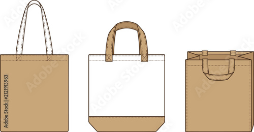 Minimalist canvas tote bags vector illustration collection featuring shopping grocery and reusable canvas fabric handbag template layouts.