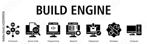 Build Engine Web Banner web banner icon vector illustration
