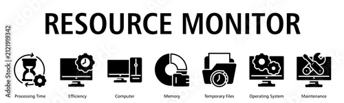 Resource Monitor Web Banner web banner icon vector illustration