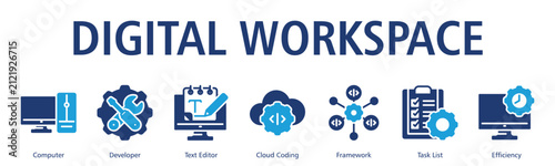 Digital Workspace Web Banner web banner icon vector illustration