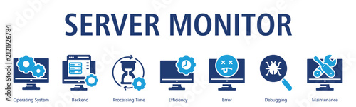 Server Monitor Web Banner web banner icon vector illustration
