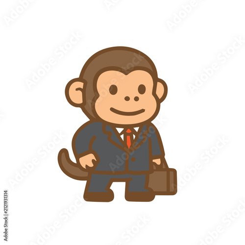 Canvas Print A cute monkey as a businessperson Cartoon Illustration