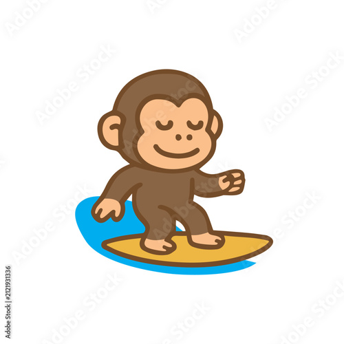 Photography Cute monkey surfing Cartoon Illustration