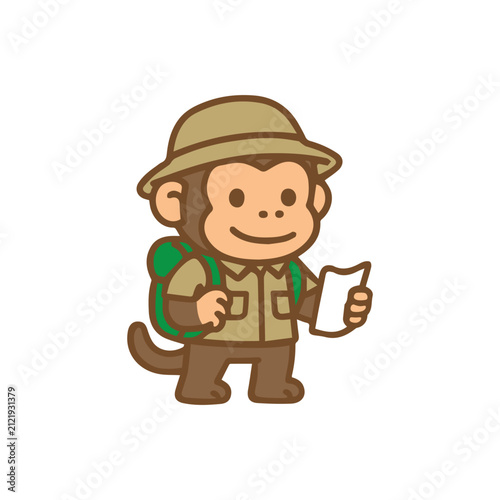 Photography A cute monkey as an adventurer Cartoon Illustration
