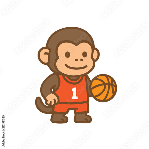 Photography A cute monkey as a basketball player Cartoon Illustration