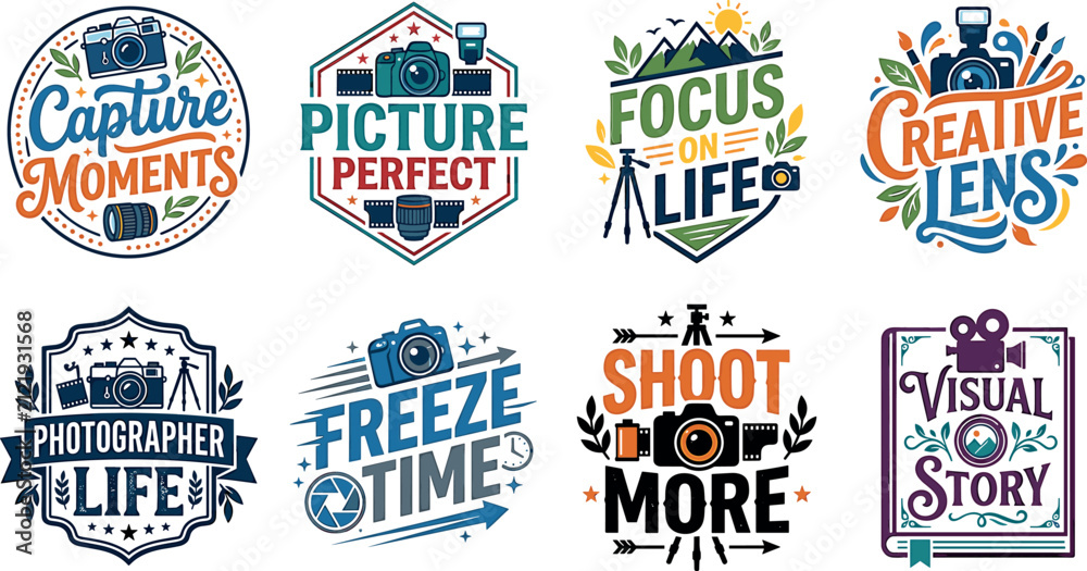 Fotografie Photography typography t shirt design vector bundle featuring creative camera sl