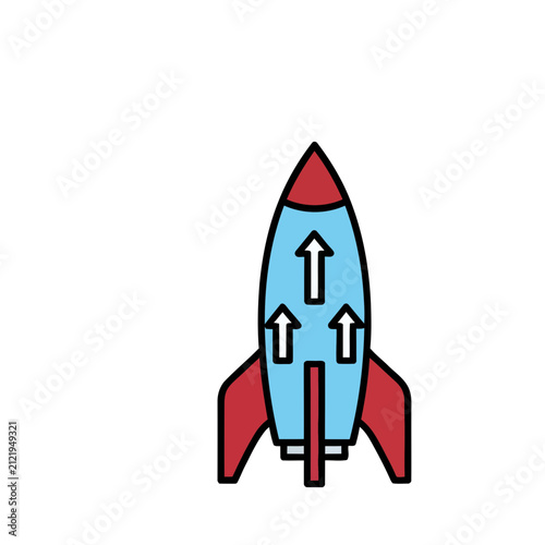 Cartoon Rocket Ship with Upward Arrows