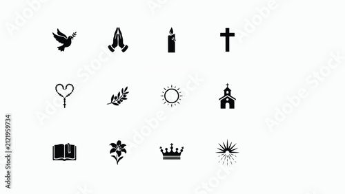 фотографія Minimalist black symbols collection featuring religious and spiritual icons with