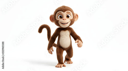 Fototapeta kuchenna Cute cartoon monkey character standing on white background