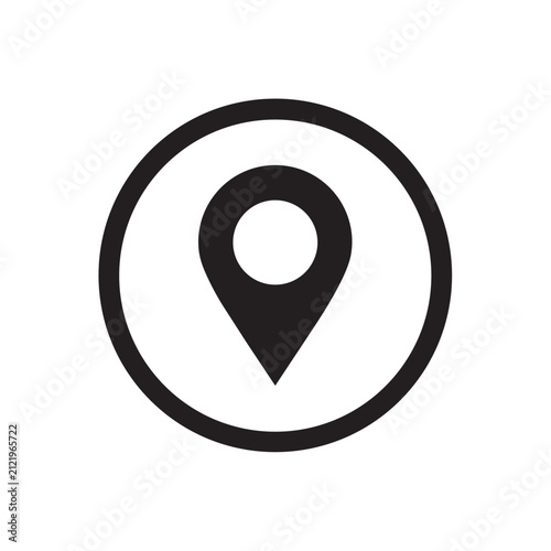 Location pin icon in a circle. Map marker symbol for navigation and travel apps.