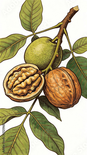 Hand-painted decorative art series: Walnut fruit

