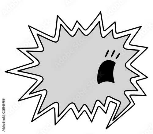 Bild auf Leinwand Cartoon Speech Bubble with Exclamation Mark and Open Mouth.