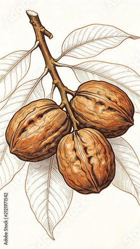 Hand-painted decorative art series: Walnut fruit

