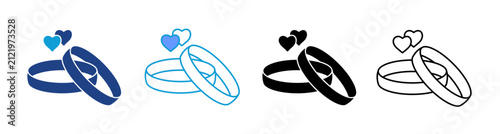 Wedding Rings Icon Set Multiple Style